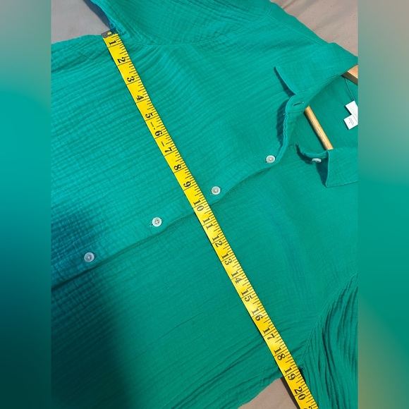 J. Jill Green 100% Cotton Gauze Split Hem Button Down Tunic Size S Coastal - Picture 9 of 12